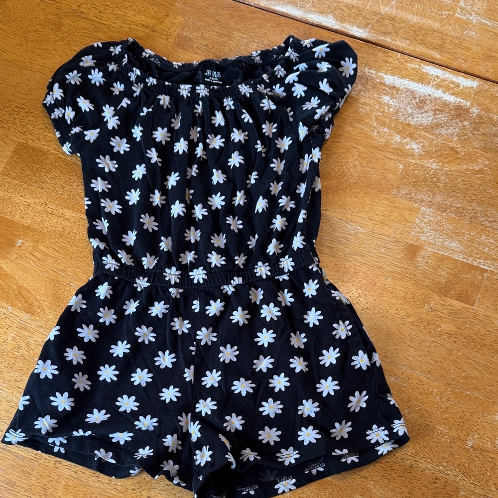 Old Navy Black and White Daisy Kids Romper